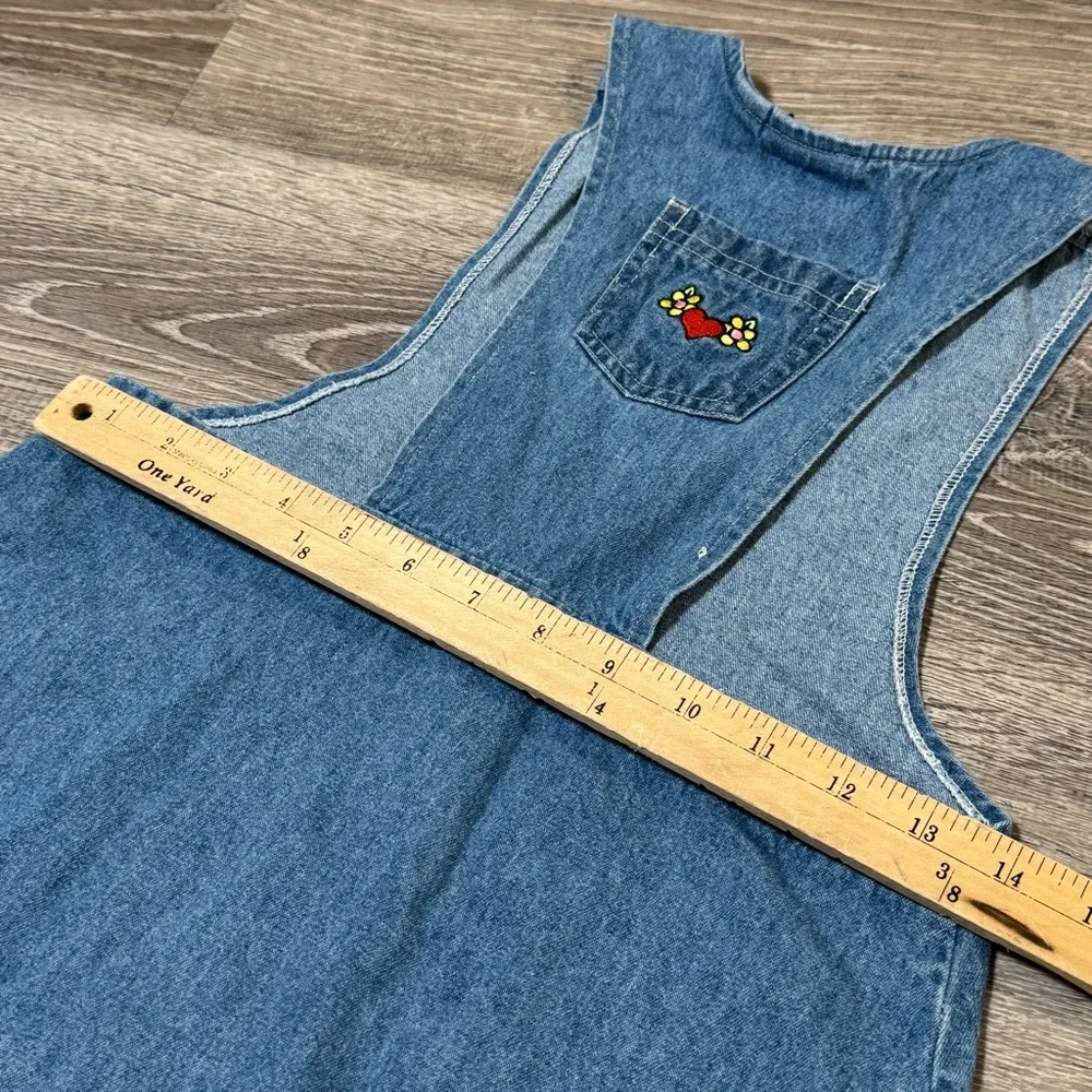 Vintage Sonoma Floral embroidered Blue Denim Kids girls Casual Dress pockets 6x - Picture 7 of 8